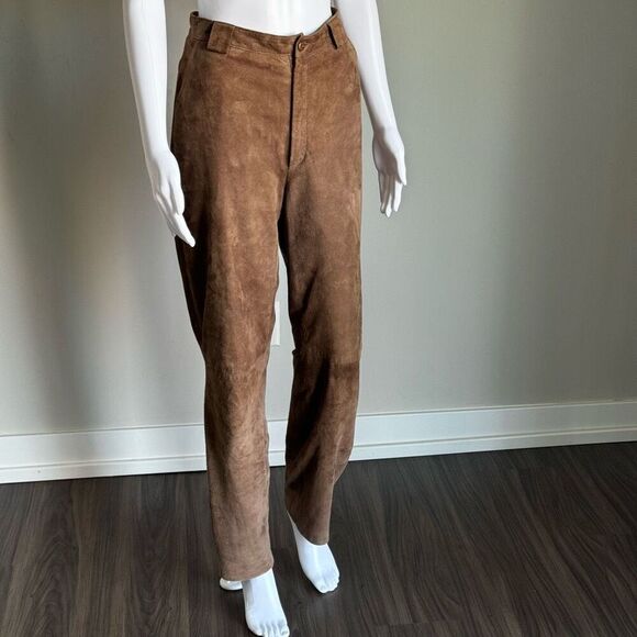 Vintage Linda Allard Ellen Tracy Brown Suede Pants - Picture 2 of 8